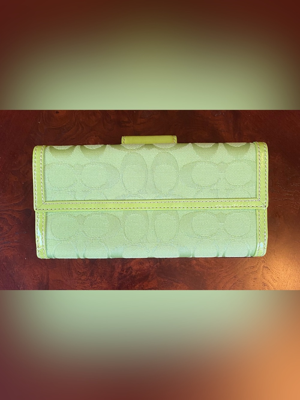 Coach Lime Green Signature Turnlock Wallet   & Checkbook Cover - Picture 3 of 9